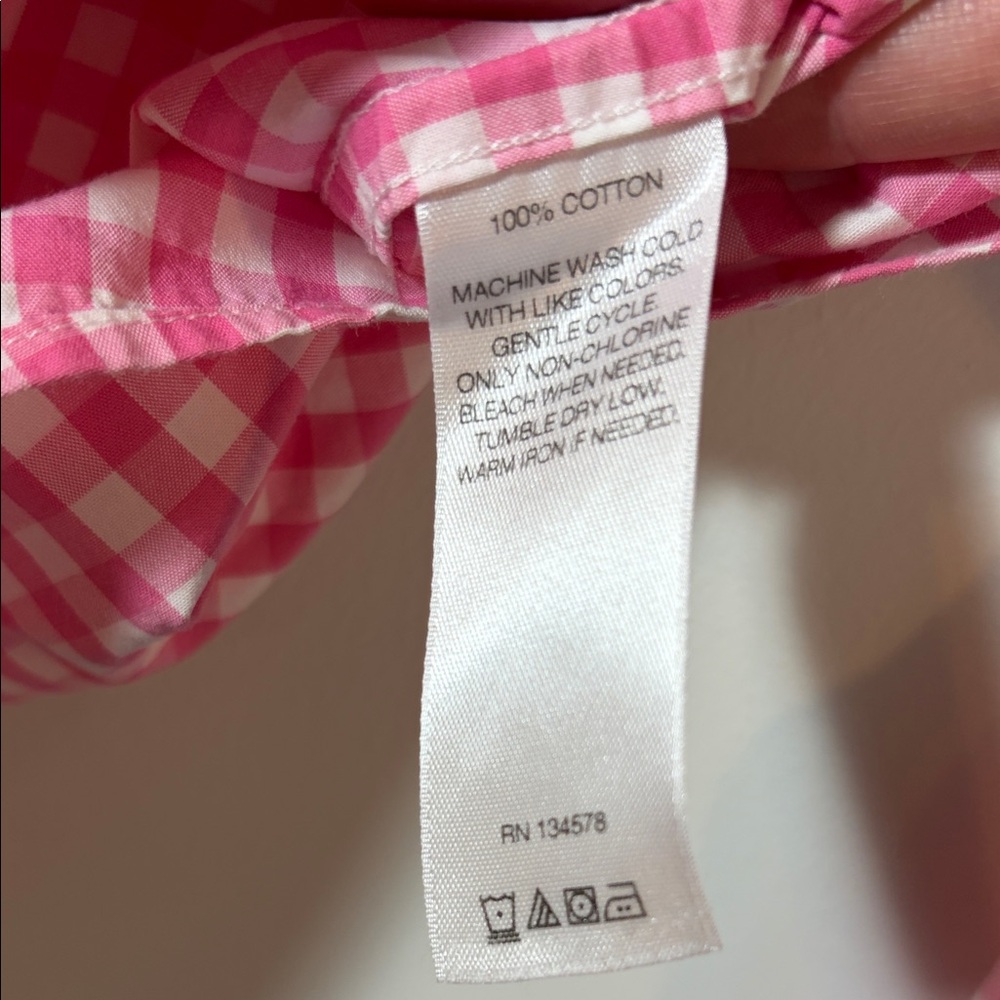 Vineyard Vines Boys Whale Shirt Gingham Button-Down Shirt Pink & White M(12-14) - Picture 4 of 5